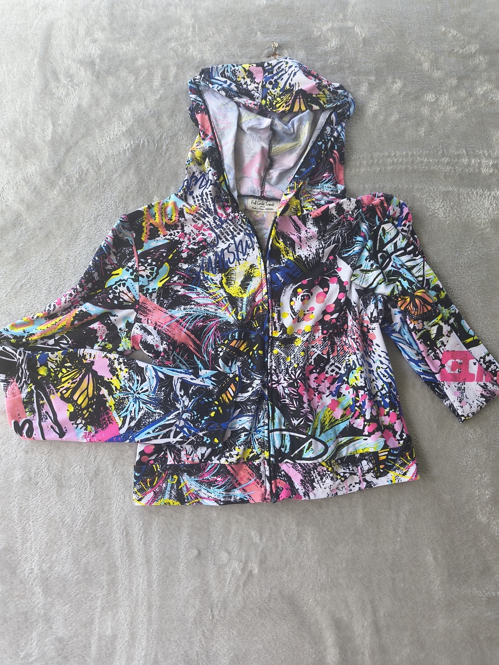Kids Multicolor Graphic Zip-Up Hoodie